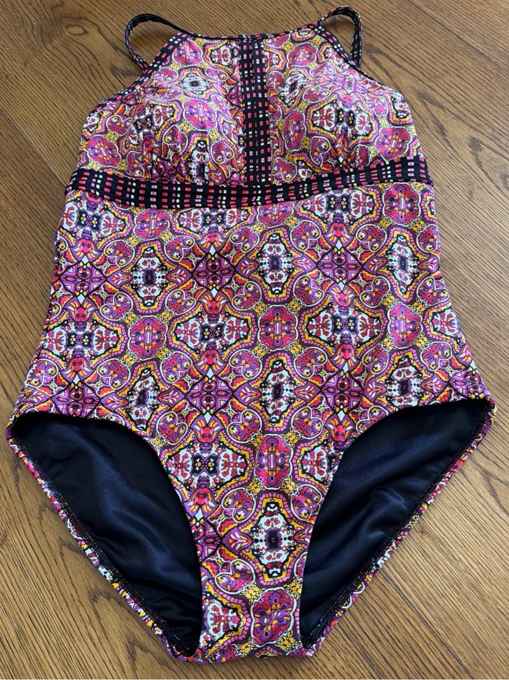 LANDS’ END Vibrant Pink Mosaic One-Piece Swimsuit